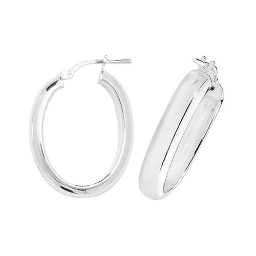 SILVER OVAL PLAIN HOOP EARRINGS