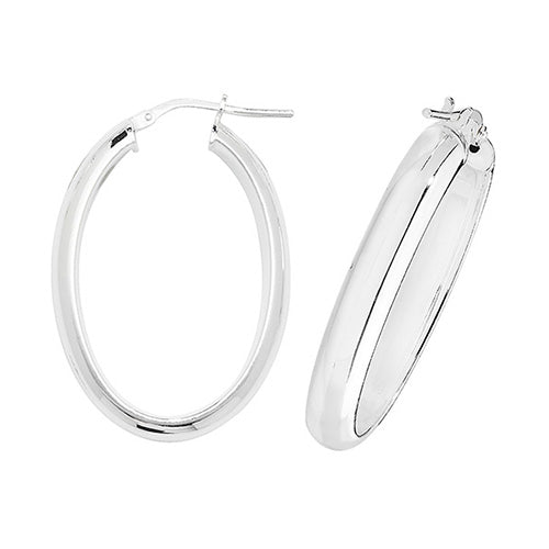 SILVER OVAL PLAIN HOOP EARRINGS