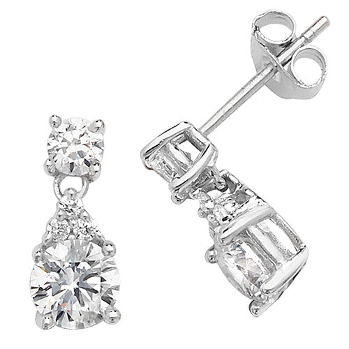 SILVER DOUBLE CZ STUD EARRINGS