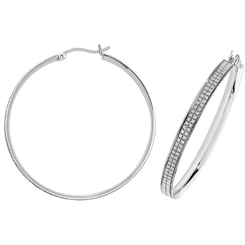 SILVER 40MM MOONDUST HOOP EARRINGS