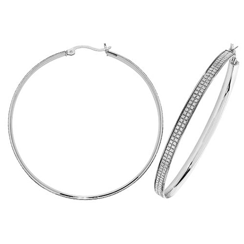 SILVER 50MM MOONDUST HOOP EARRINGS