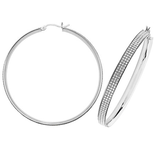 SILVER 50MM MOONDUST HOOP EARRINGS