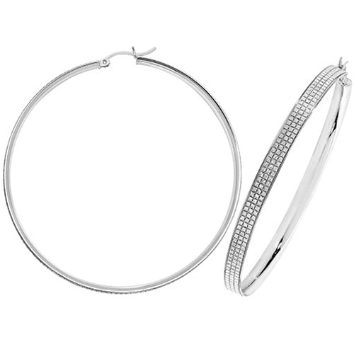 SILVER 60MM MOONDUST HOOP EARRINGS