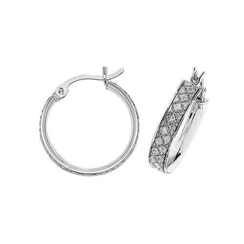 SILVER 15MM MOONDUST HOOP EARRINGS