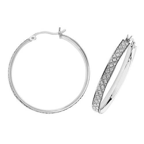 SILVER 30MM MOONDUST HOOP EARRINGS