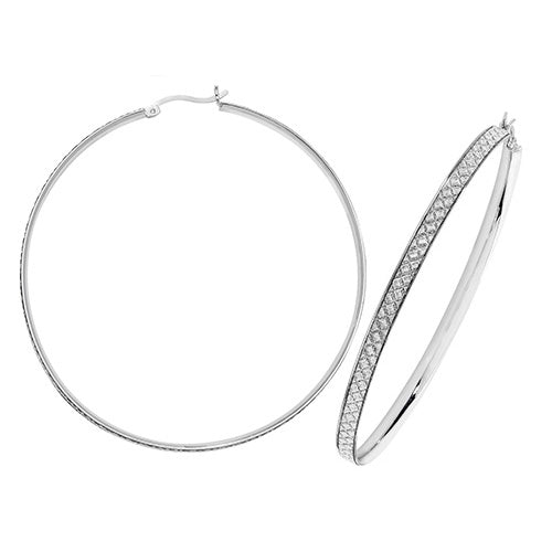 SILVER 60MM MOONDUST HOOP EARRINGS