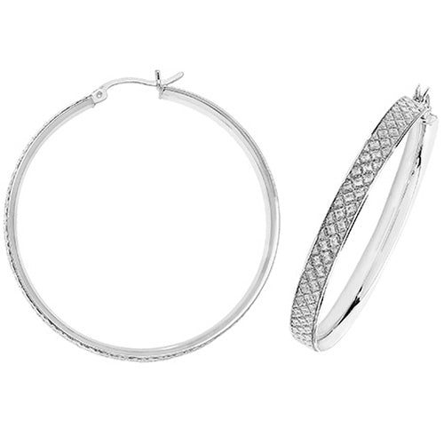 SILVER 40MM MOONDUST HOOP EARRINGS