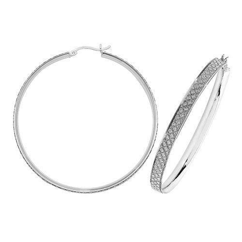 SILVER 50MM MOONDUST HOOP EARRINGS