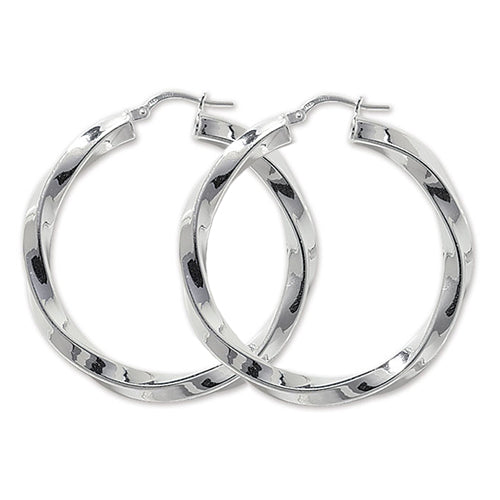 SILVER 30MM TWISTED HOOP EARRINGS