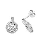 SILVER ROUND CZ STUD EARRINGS