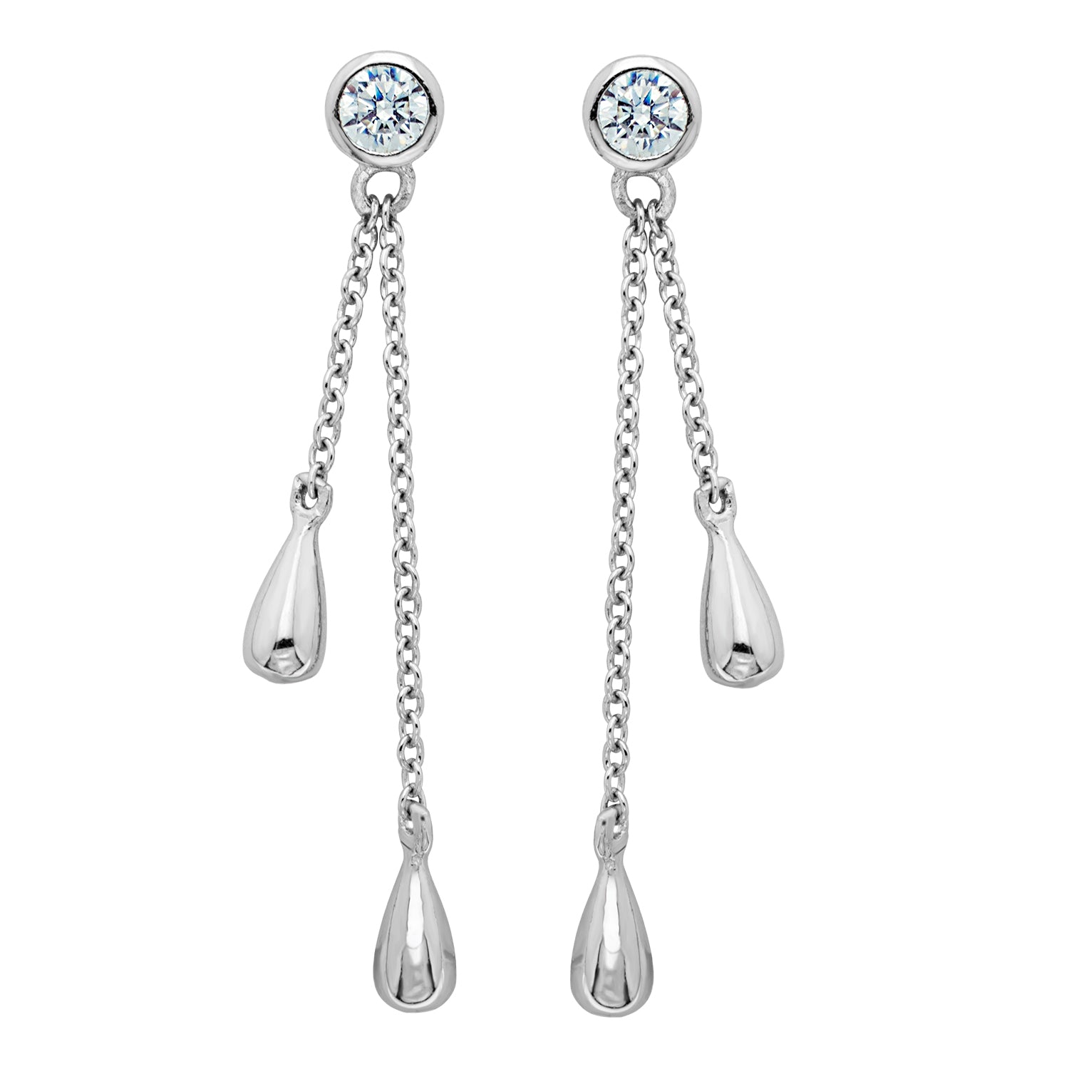 SILVER DANGLE CZ EARRINGS