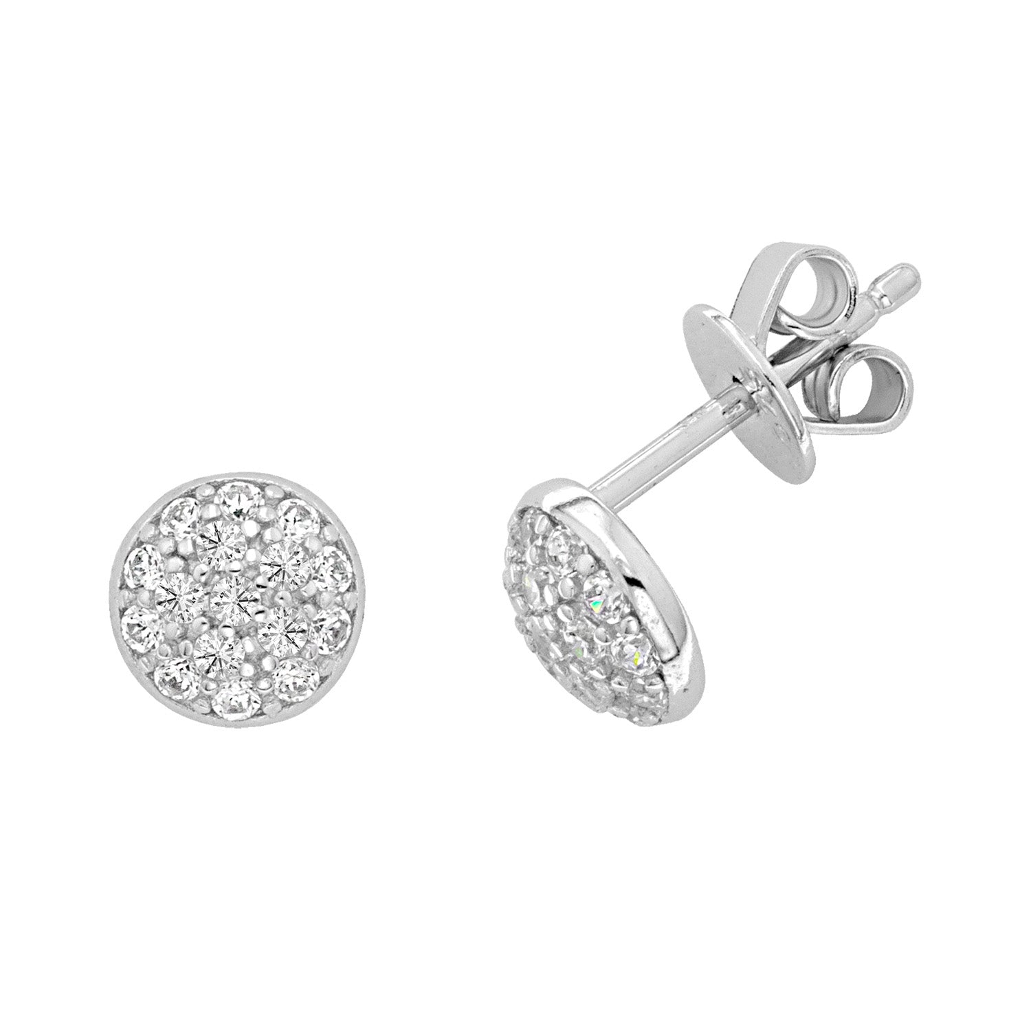 SILVER ROUND CZ STUD EARRINGS