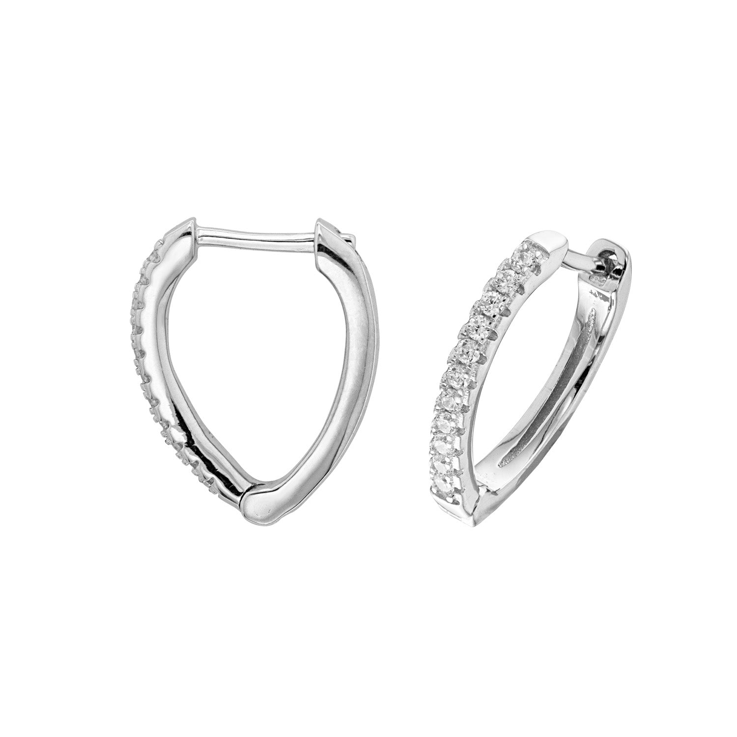 SILVER RH PLATED HINGED CZ EARRINGS