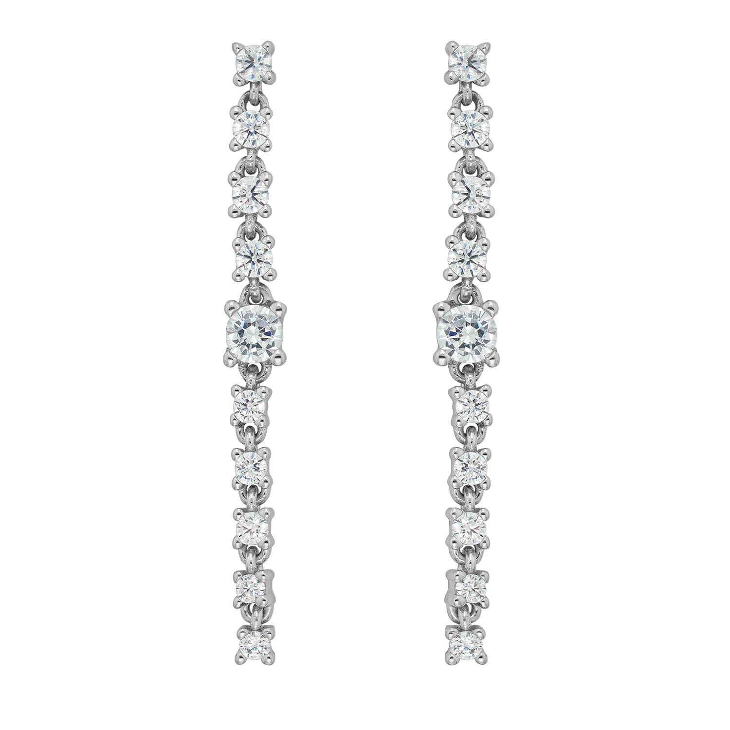 SILVER RH PLATED CZ DROP EARRINGS