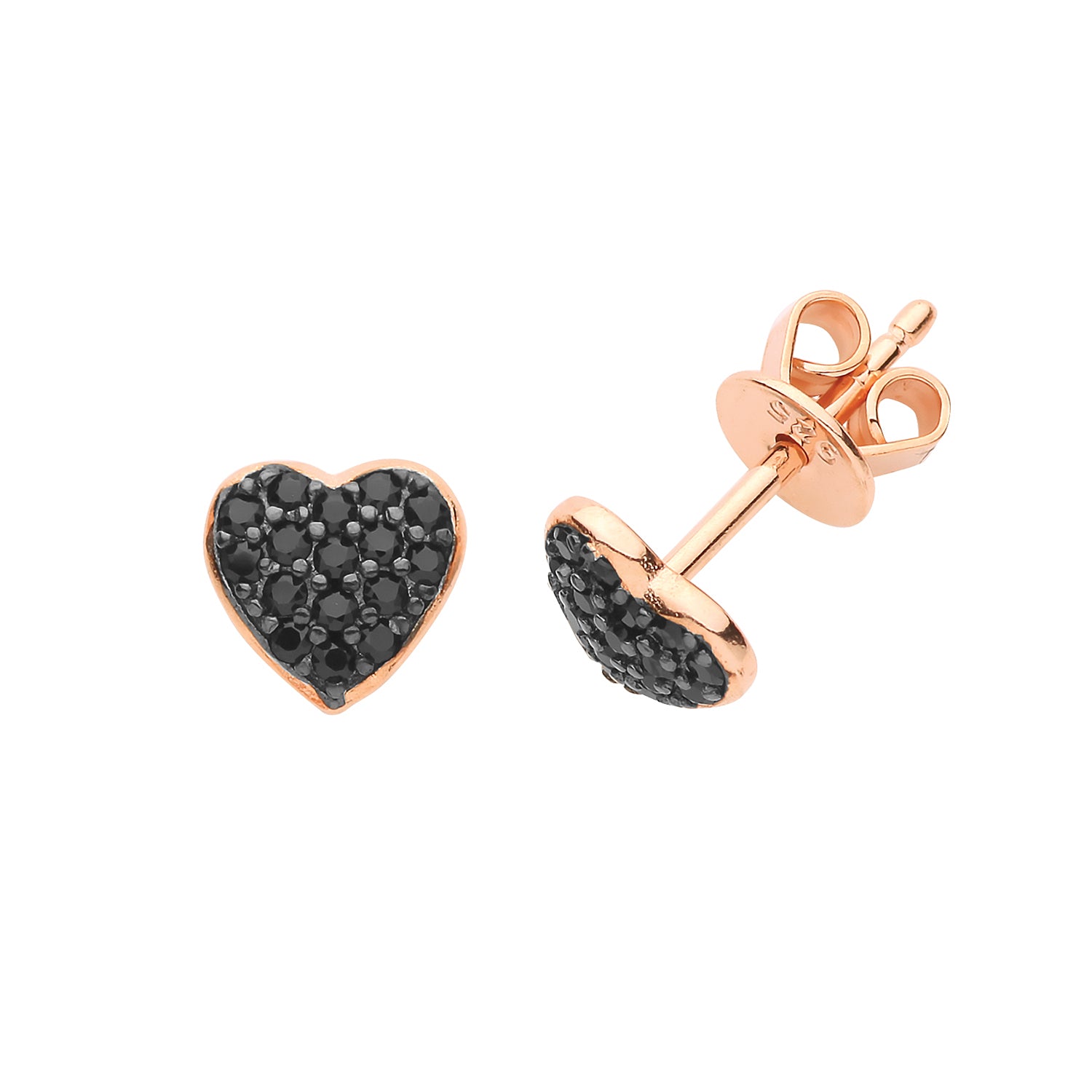 SILVER ROSE GOLD PLATED CZ STUD EARRINGS