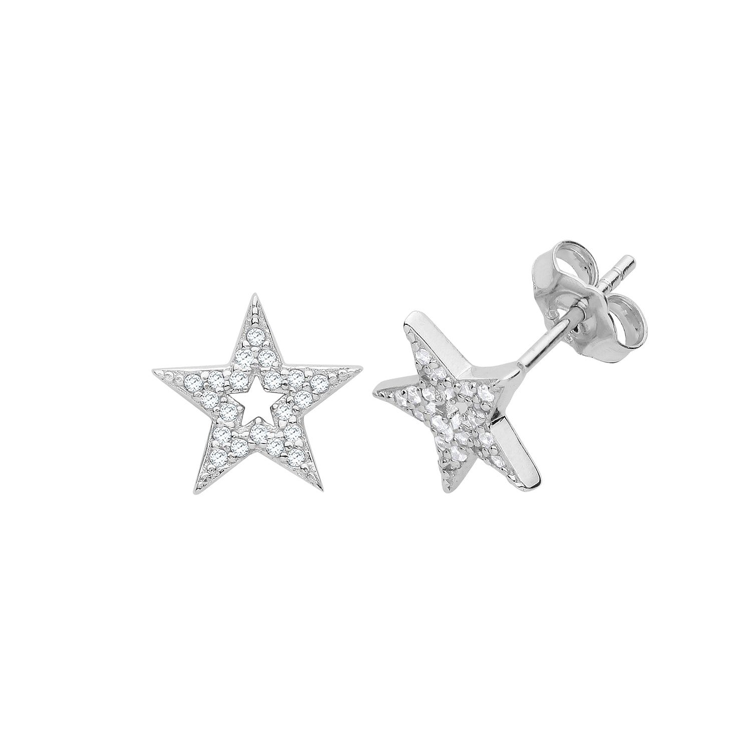 SILVER CZ STUD EARRINGS