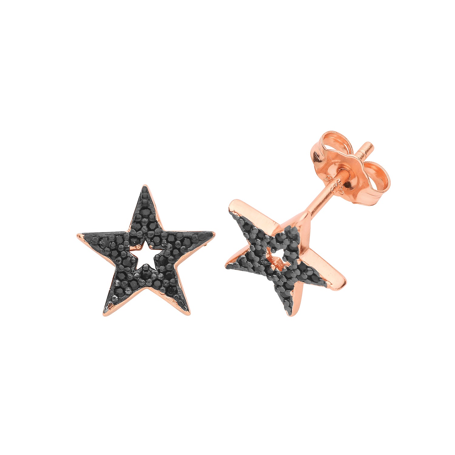 SILVER ROSE GOLD PLATED CZ STUD EARRINGS