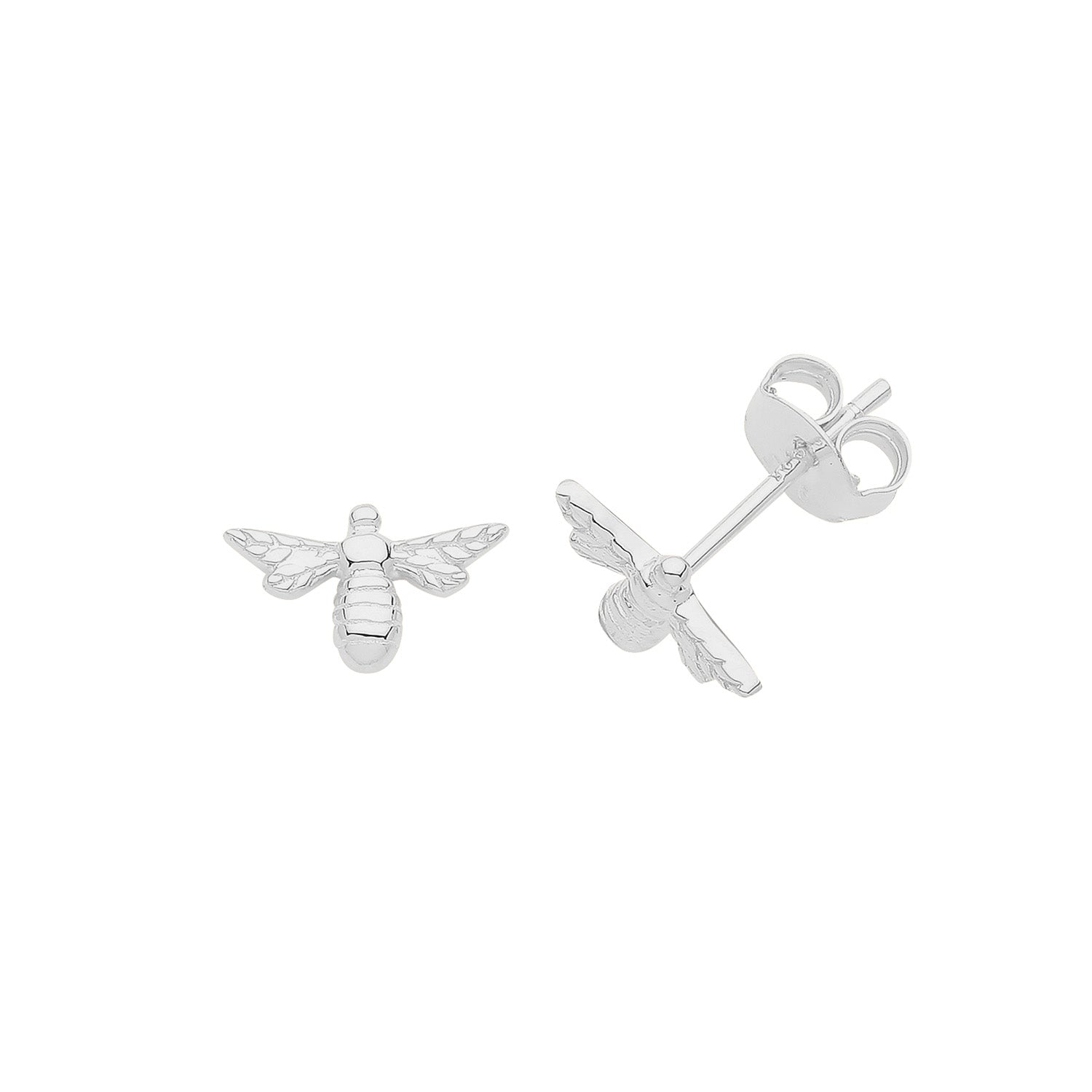 SILVER RHODIUM PLATED BEE STUDS