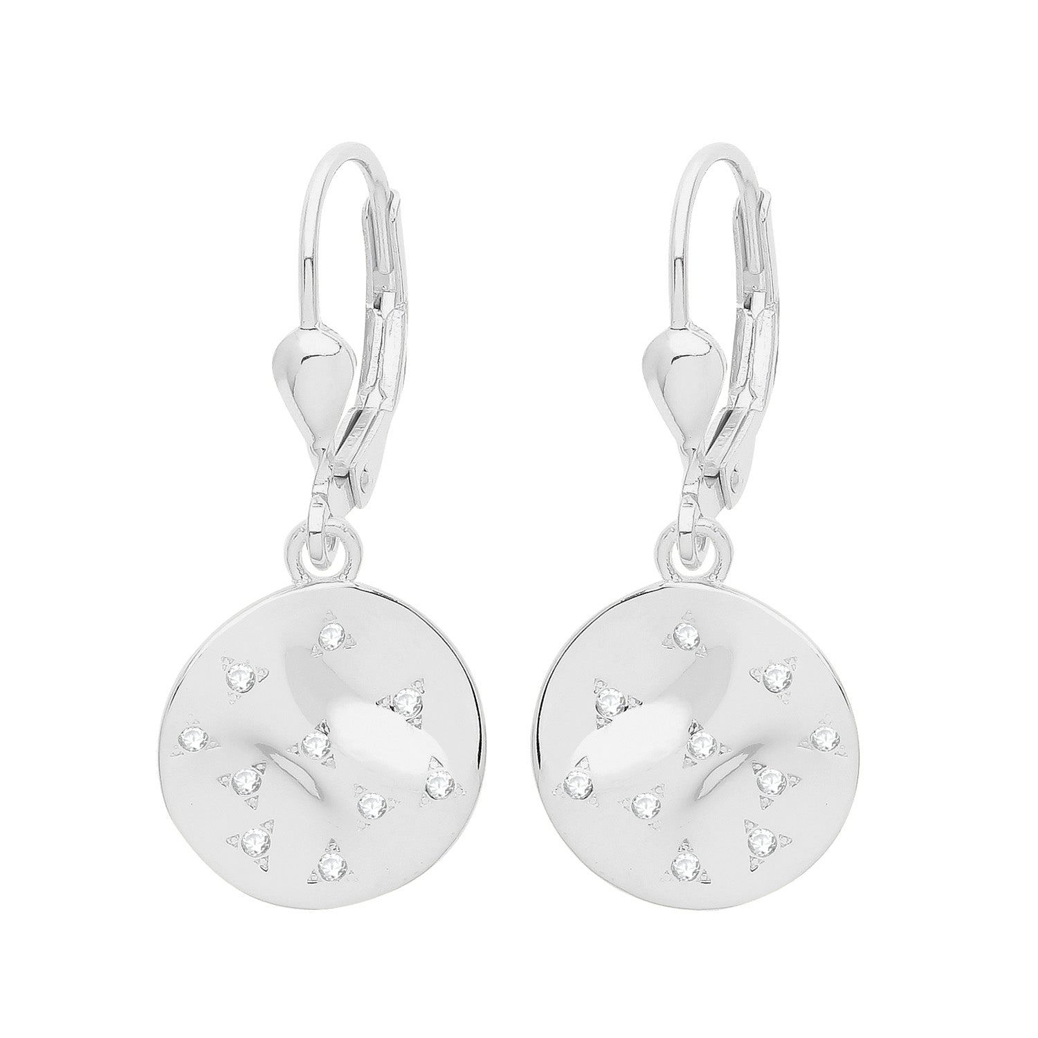 SILVER RHODIUM CZ SET DROP EARRINGS