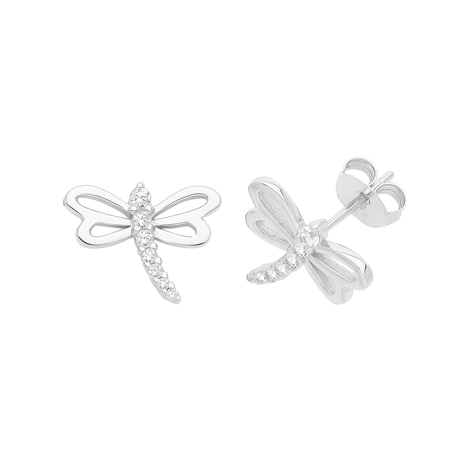 SILVER RHODIUM DRAGON FLY STUDS