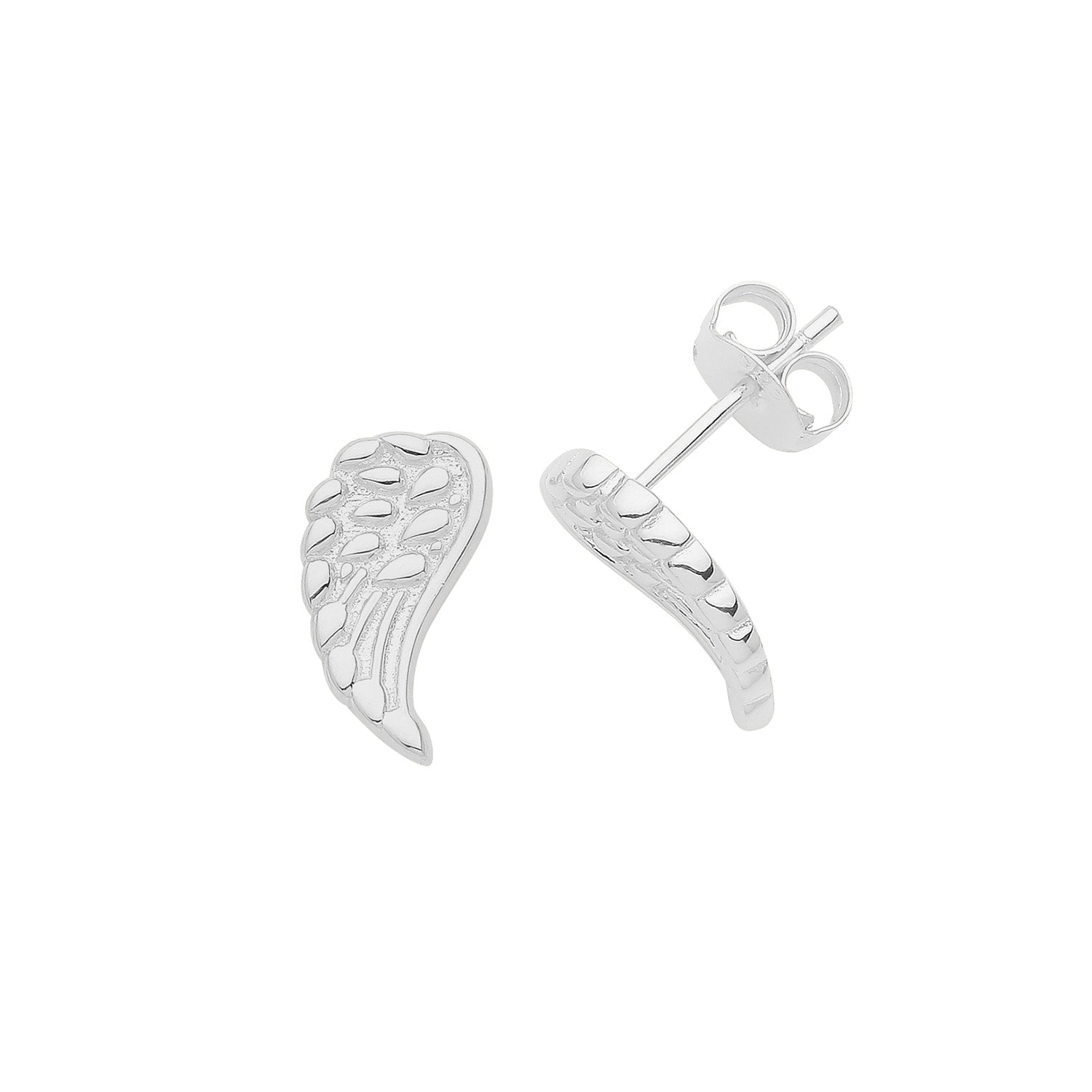 SILVER RHODIUM ANGEL WINGS STUDS