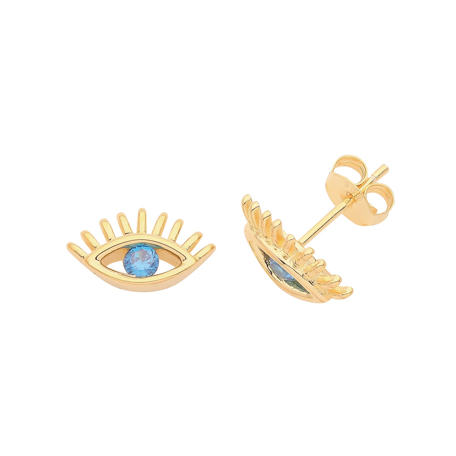 SILVER GOLD PLATED EVIL EYE STUDS