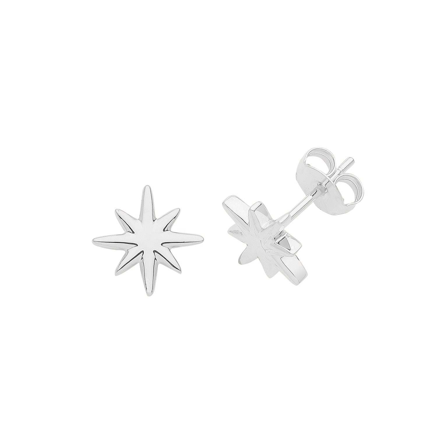 SILVER RHODIUM STAR STUDS