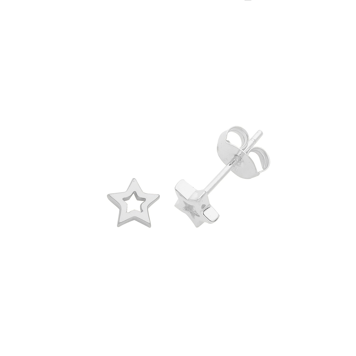 SILVER RHODIUM STAR STUDS