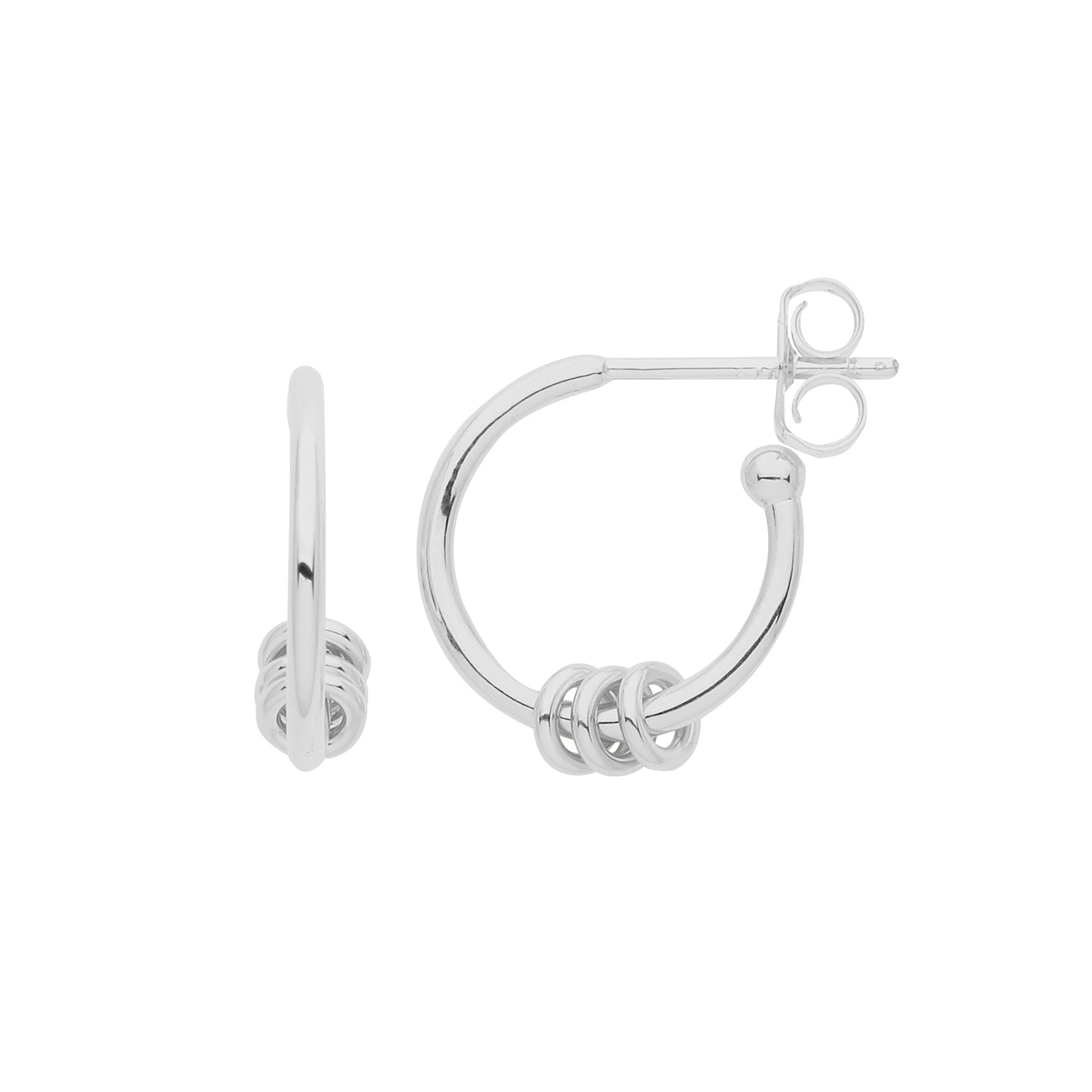 SILVER RHODIUM HOOPS LUCKY WITH RINGS