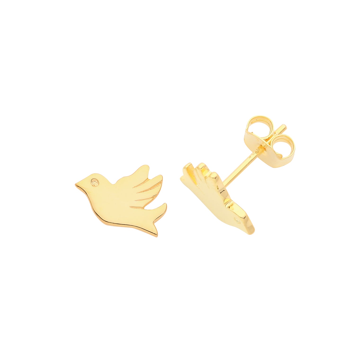 SILVER GOLD PLATED BIRD STUDS