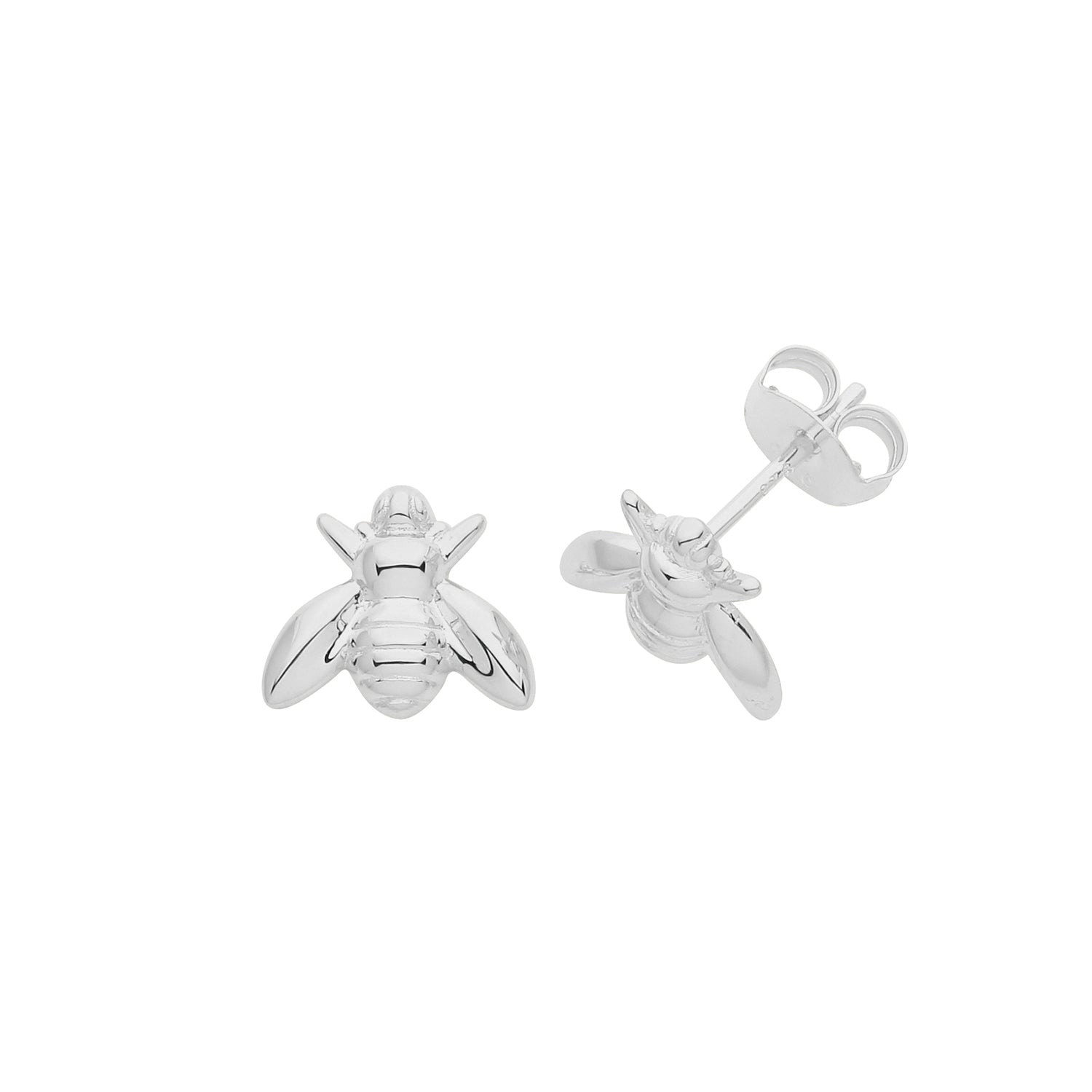 SILVER RHODIUM PLATED  BEE STUDS