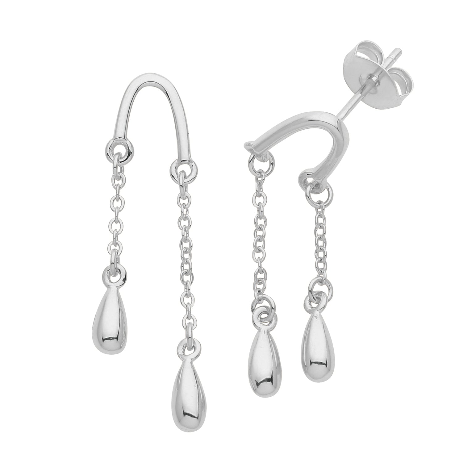 SILVER RHODIUM TEAR DROPS EARRINGS