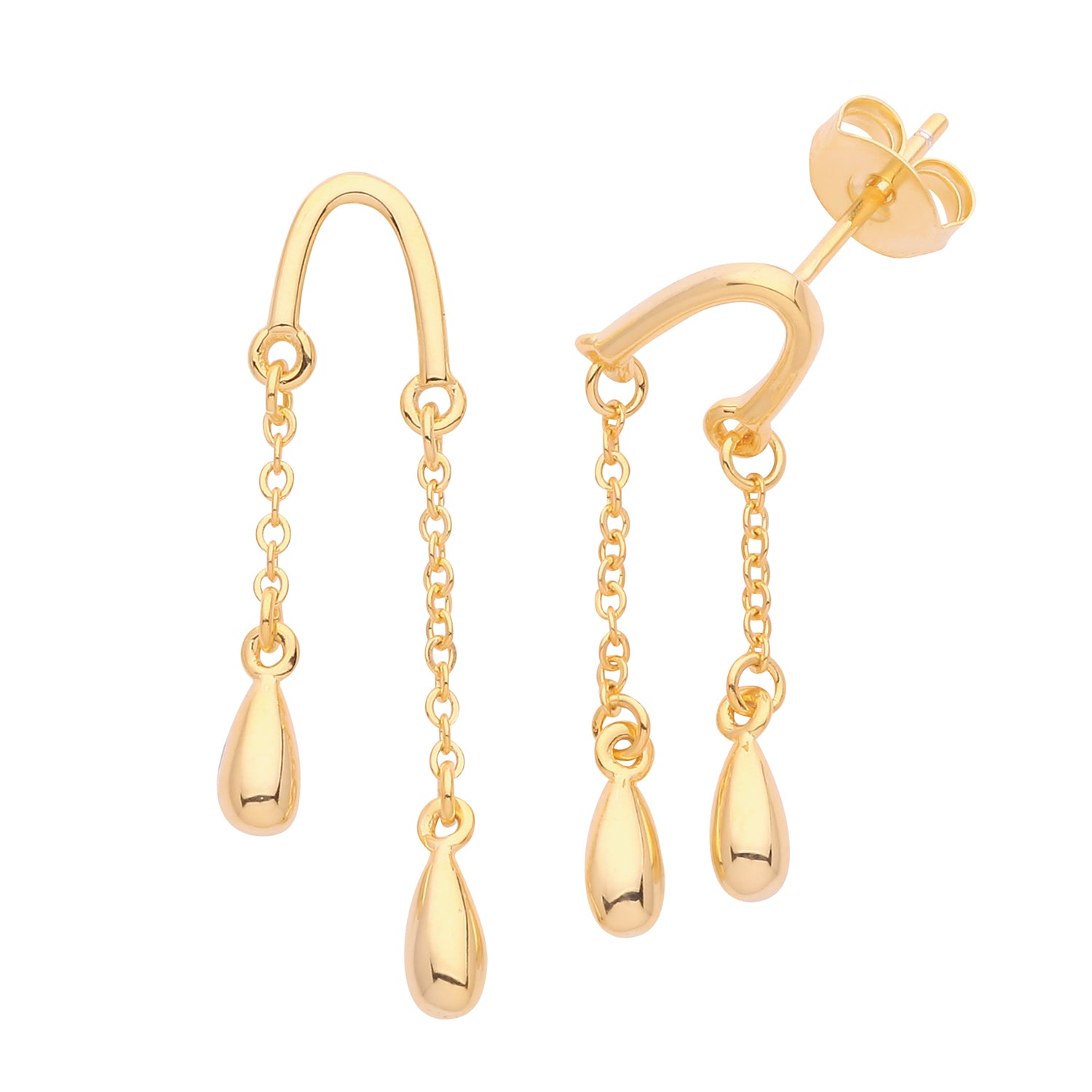 SILVER GOLD PLATED TEAR DROPS EARRINGS