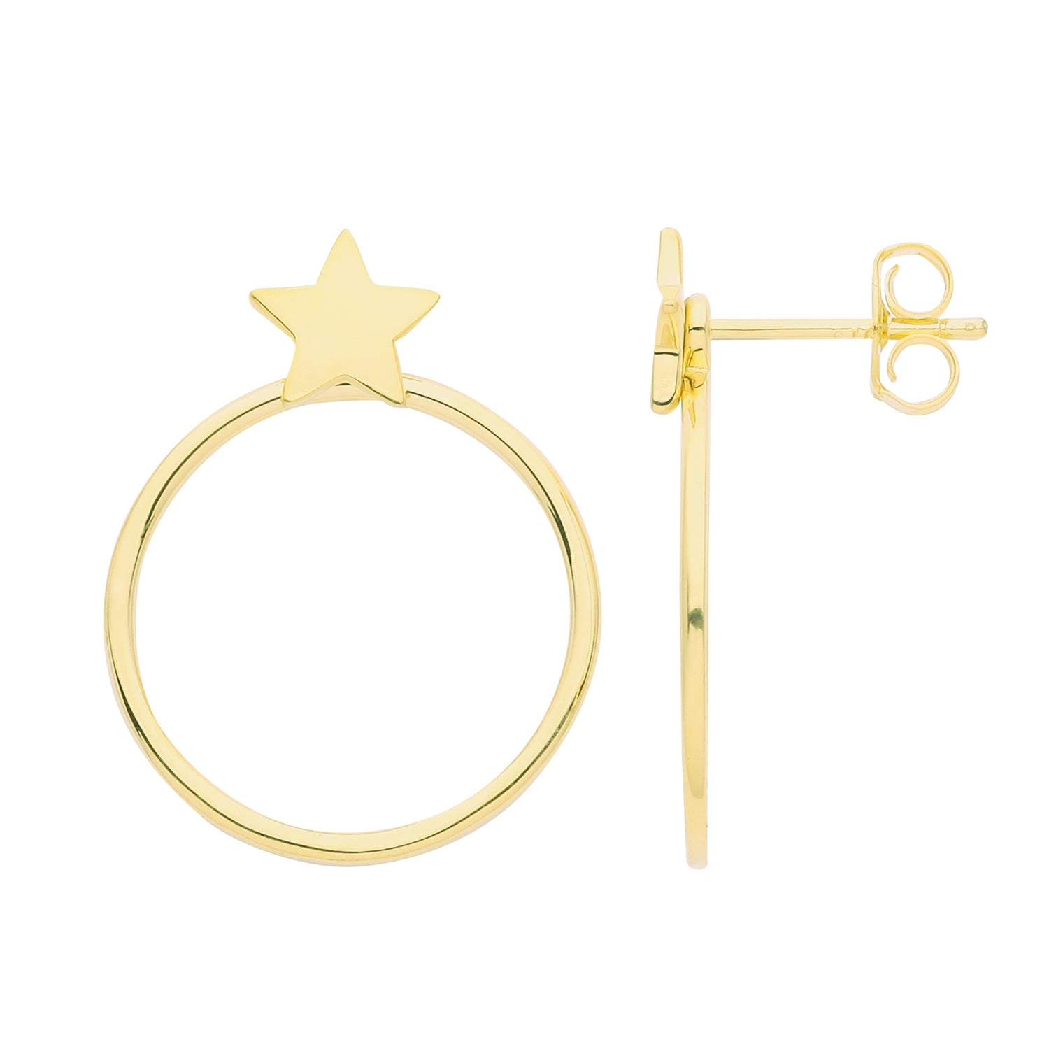 SILVER GOLD PLATED STAR HOOP EARRINGS