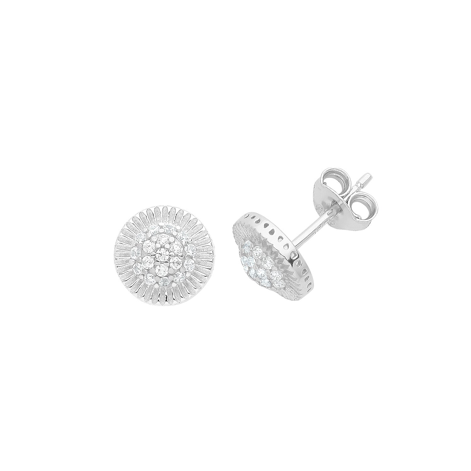 SILVER CZ SET ROUND STUD EARRINGS