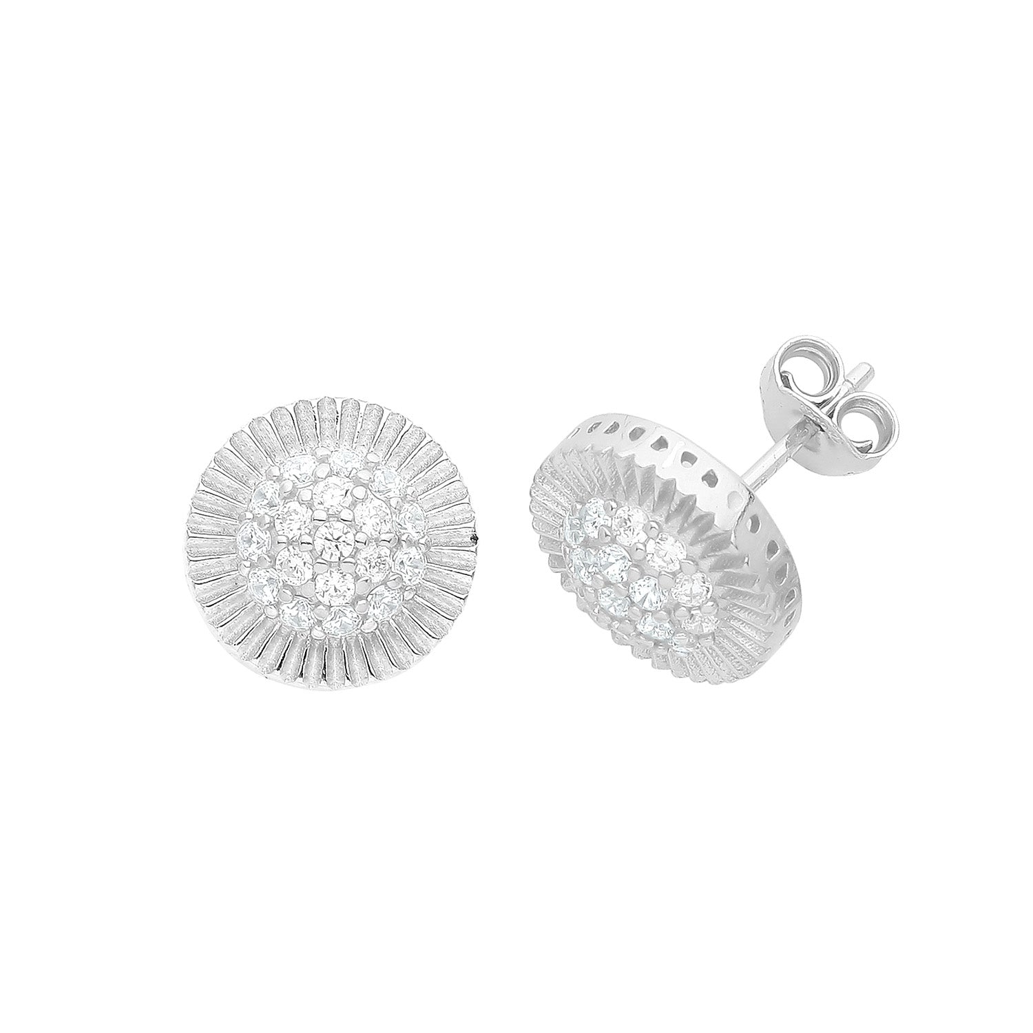 SILVER CZ SET ROUND STUD EARRINGS