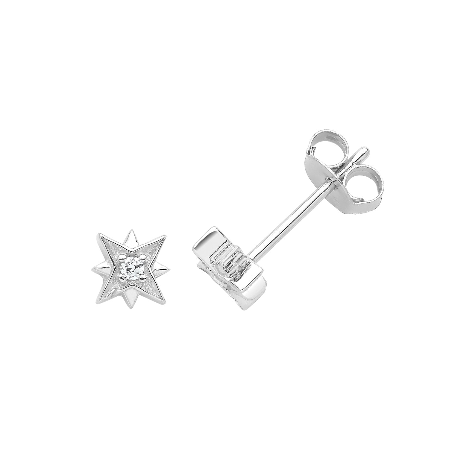 SILVER STAR STUD EARRINGS