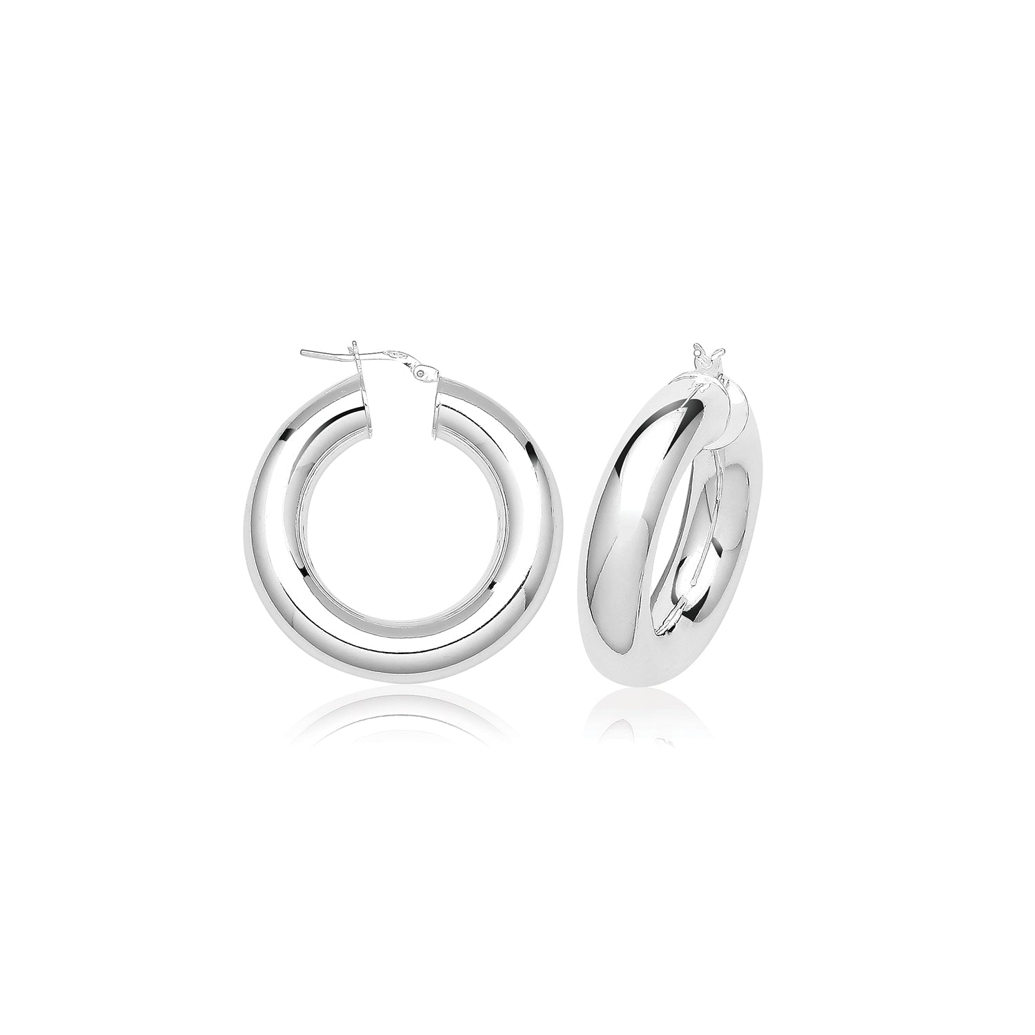 SILVER 8MM PLAIN HOOP EARRINGS