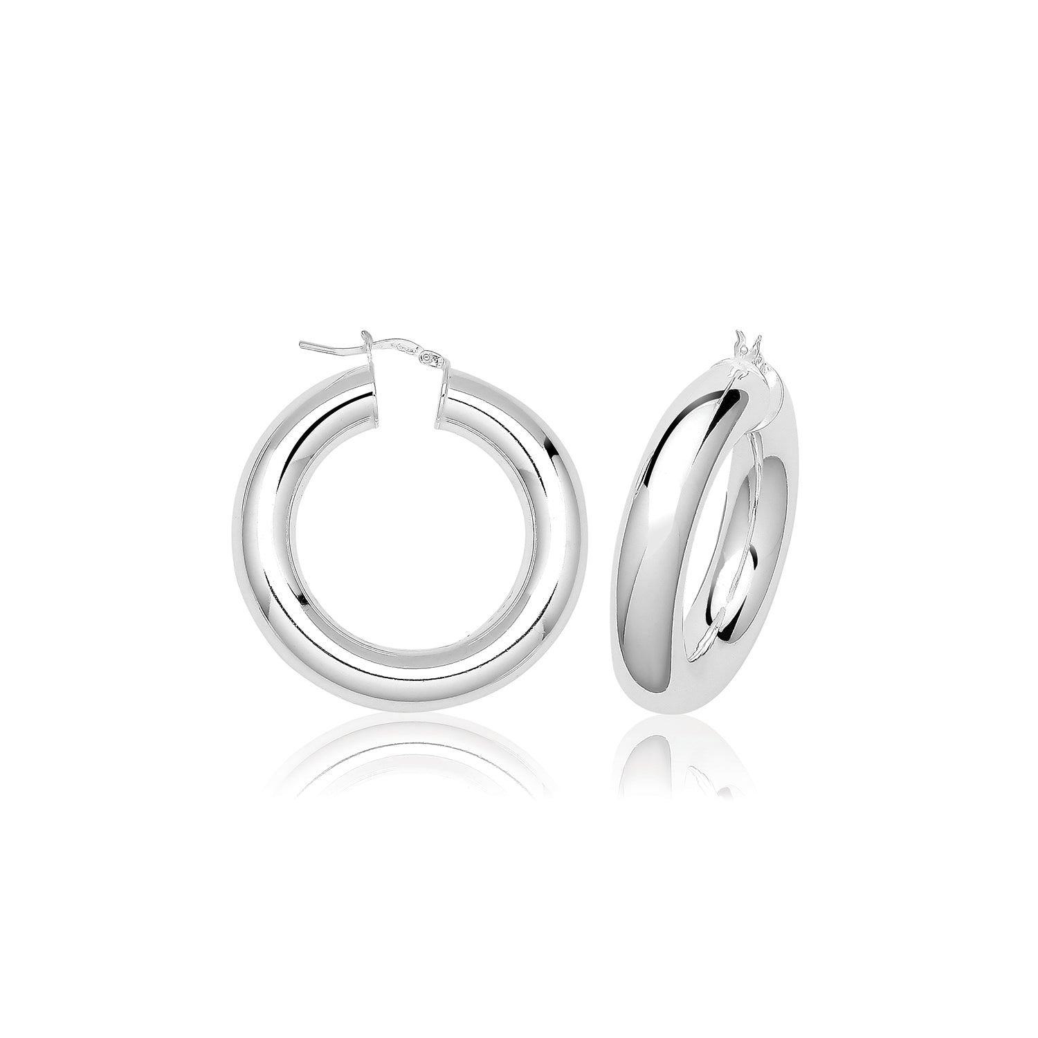 SILVER 8MM PLAIN HOOP EARRINGS