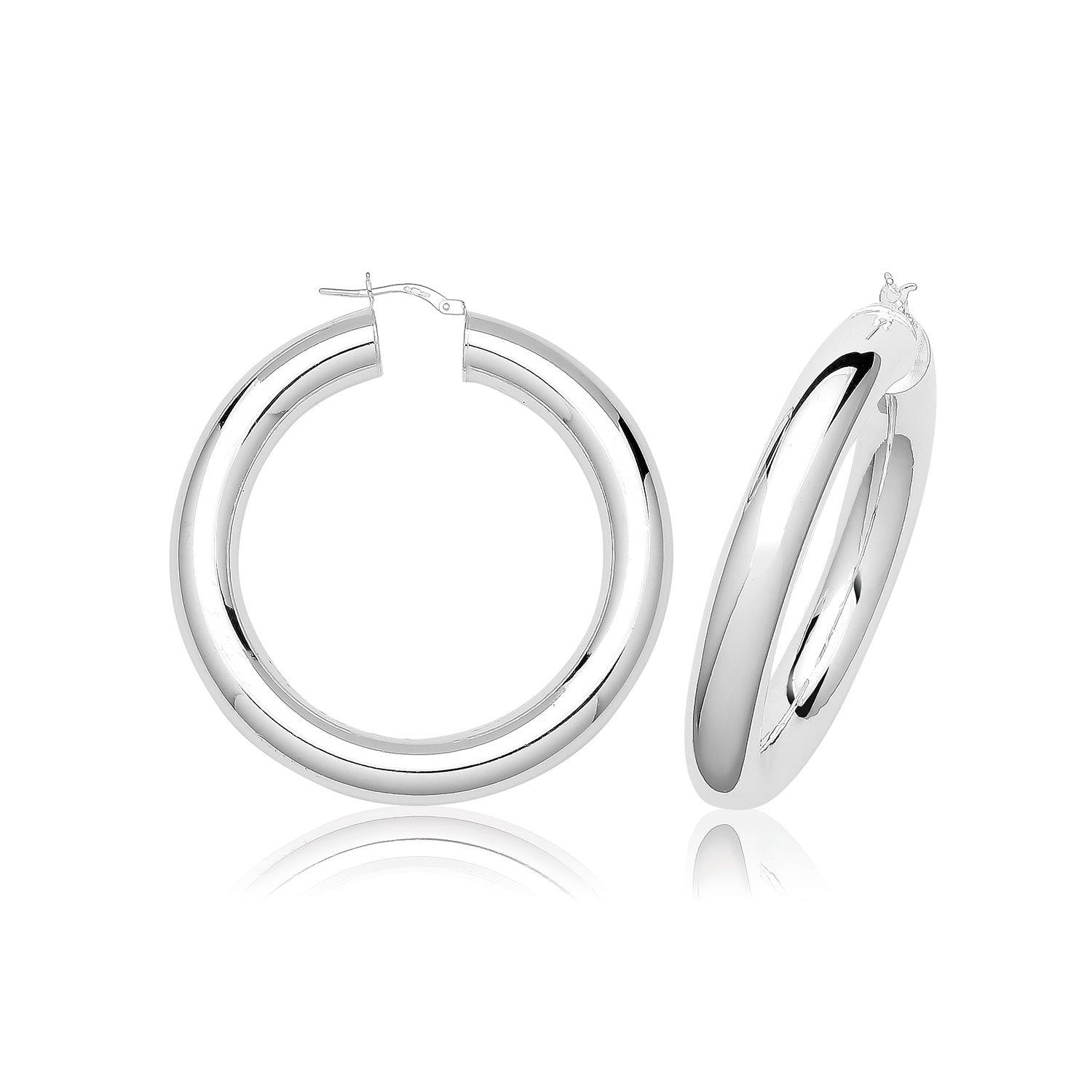 SILVER 8MM PLAIN HOOP EARRINGS