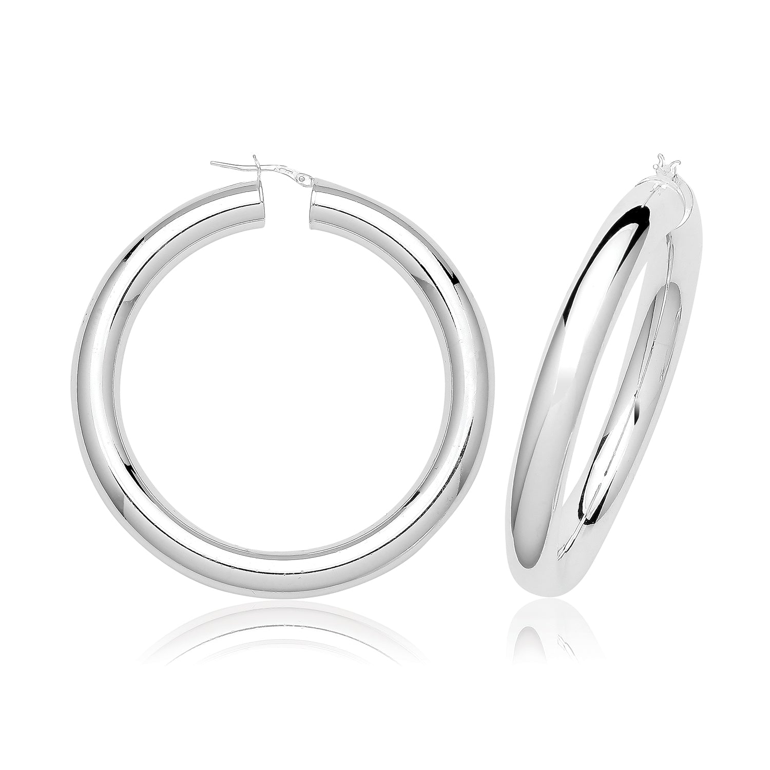 SILVER 8MM PLAIN HOOP EARRINGS