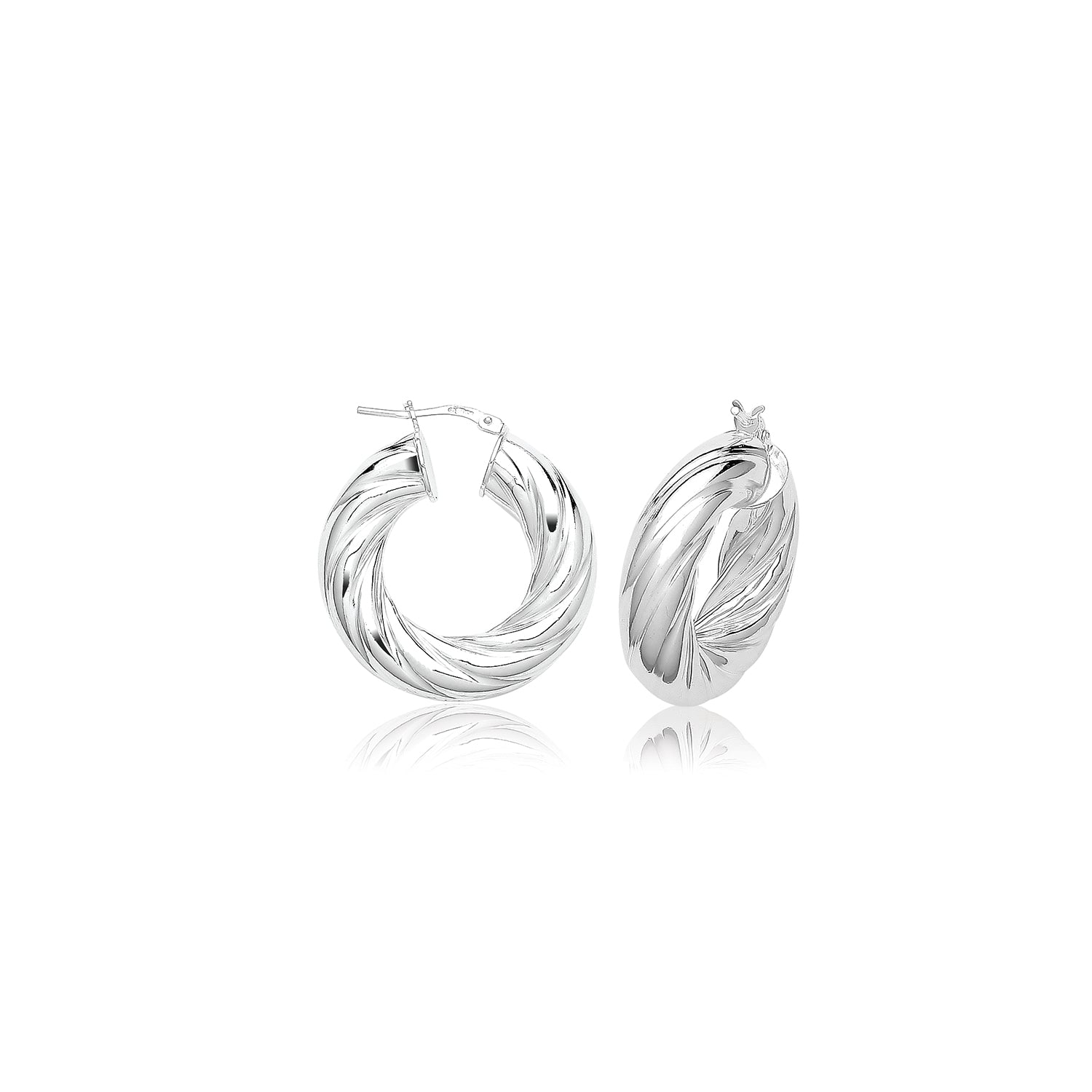 SILVER 8MM TWISTED HOOP EARRINGS