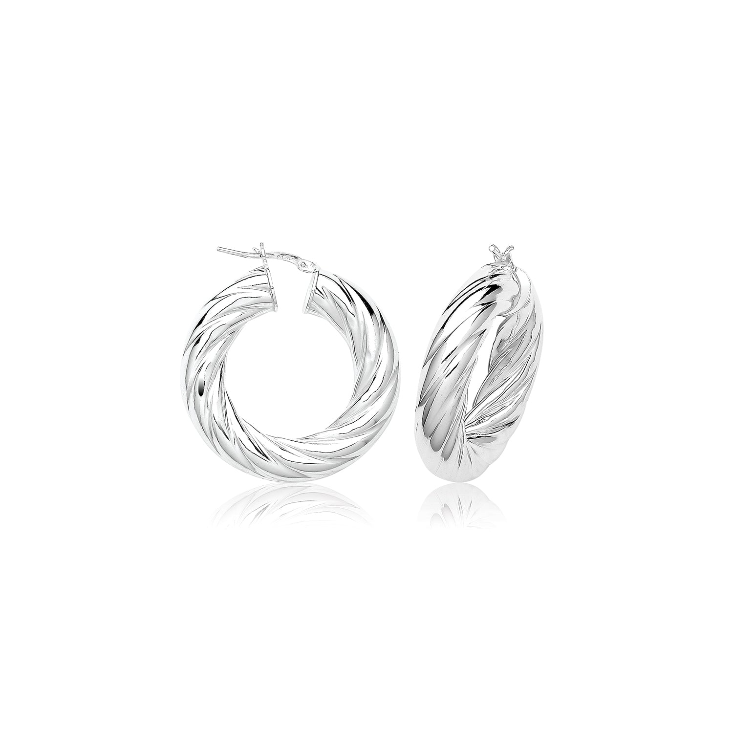 SILVER 8MM TWISTED HOOP EARRINGS