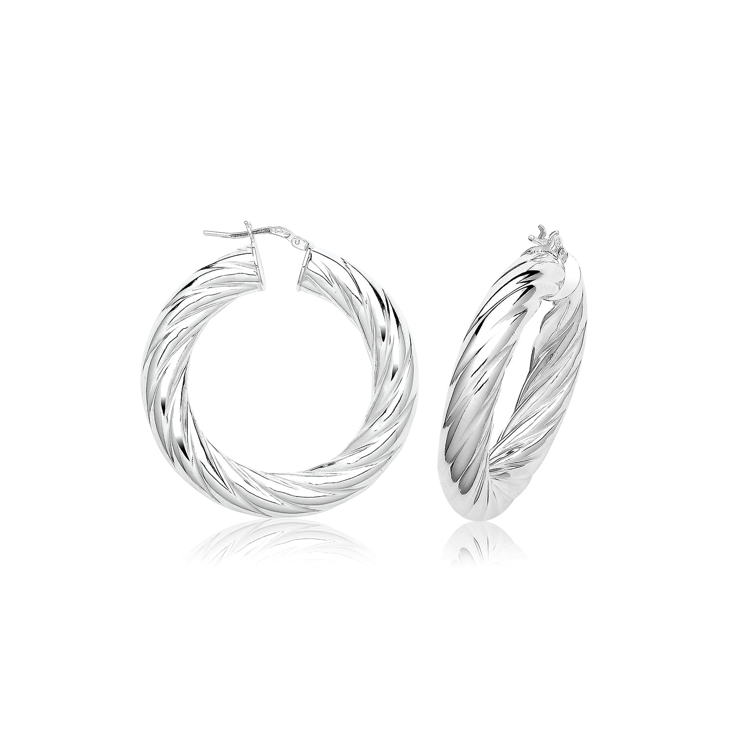 SILVER 8MM TWISTED HOOP EARRINGS