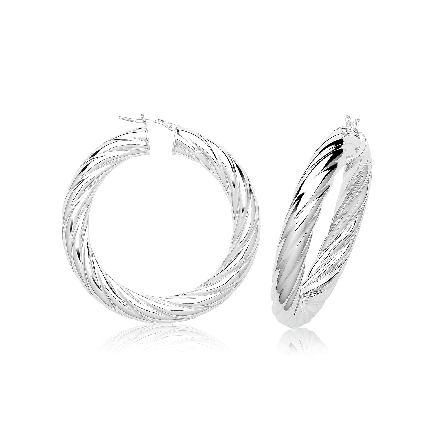 SILVER 8MM TWISTED HOOP EARRINGS