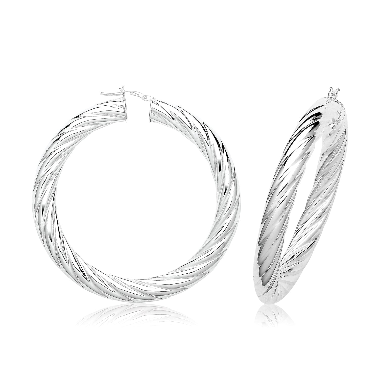 SILVER 8MM TWISTED HOOP EARRINGS