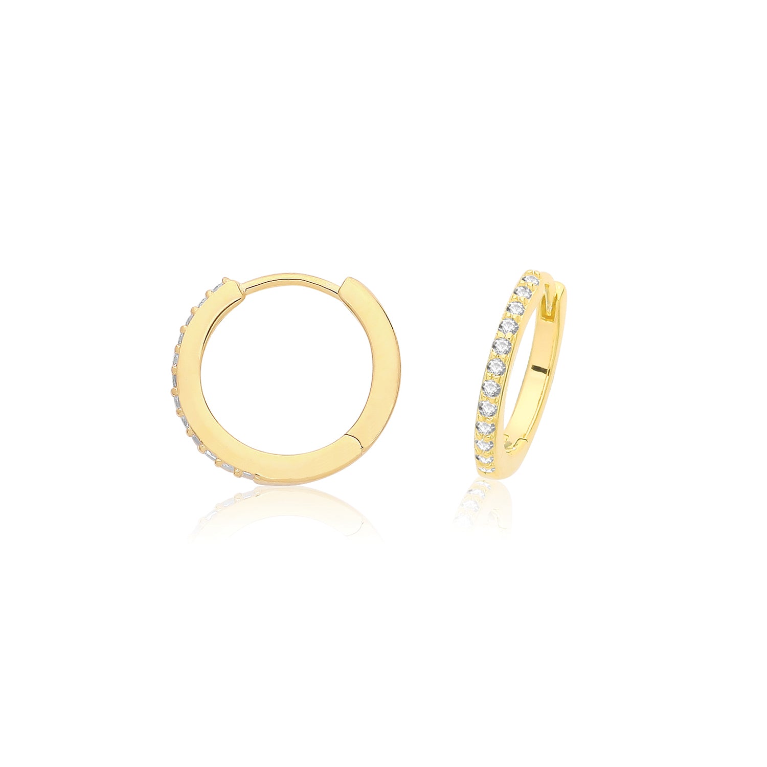 SILVER GOLD PLATED CZ HINGED EARRINGS