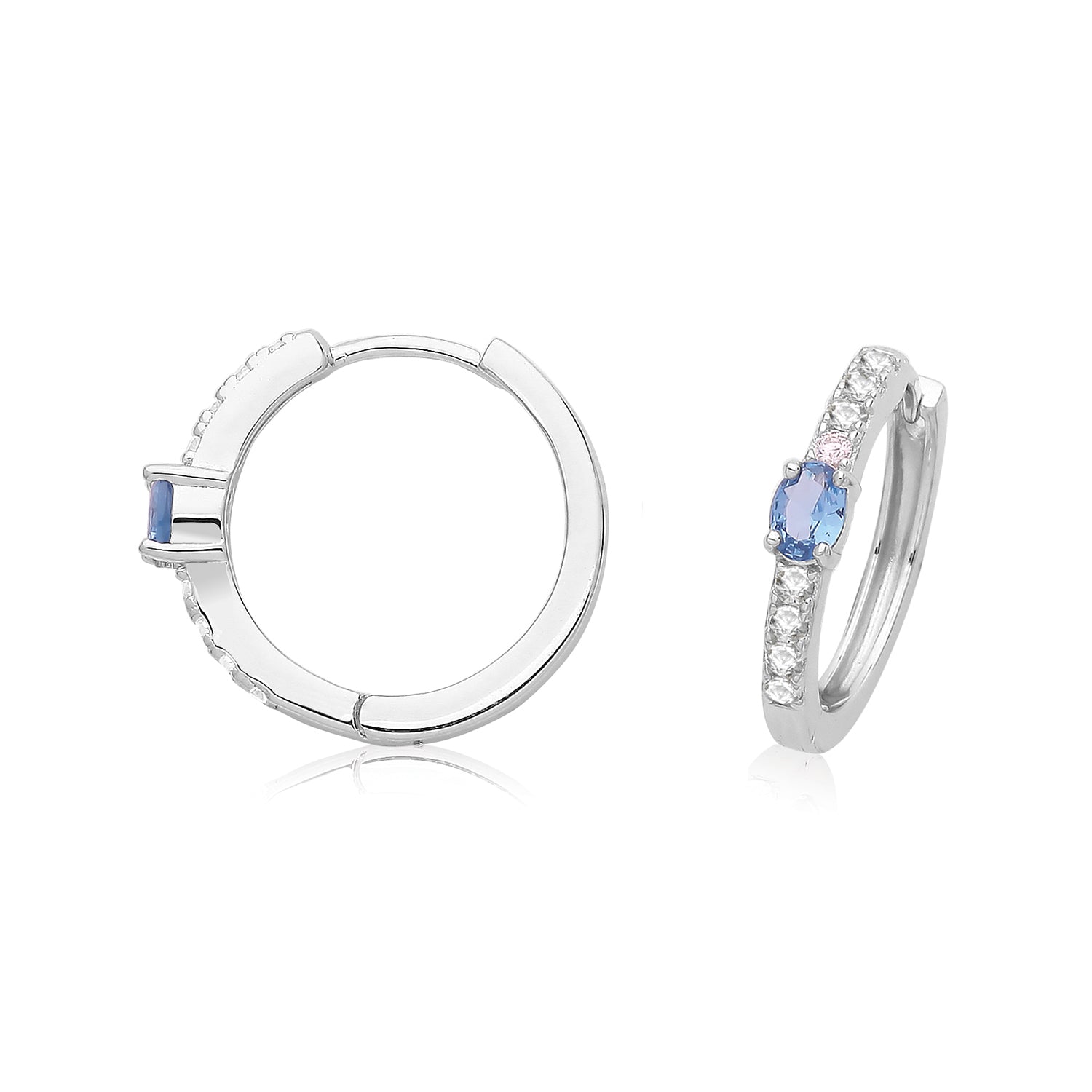 SILVER RHODIUM PLATED CZ HINGED EARRINGS