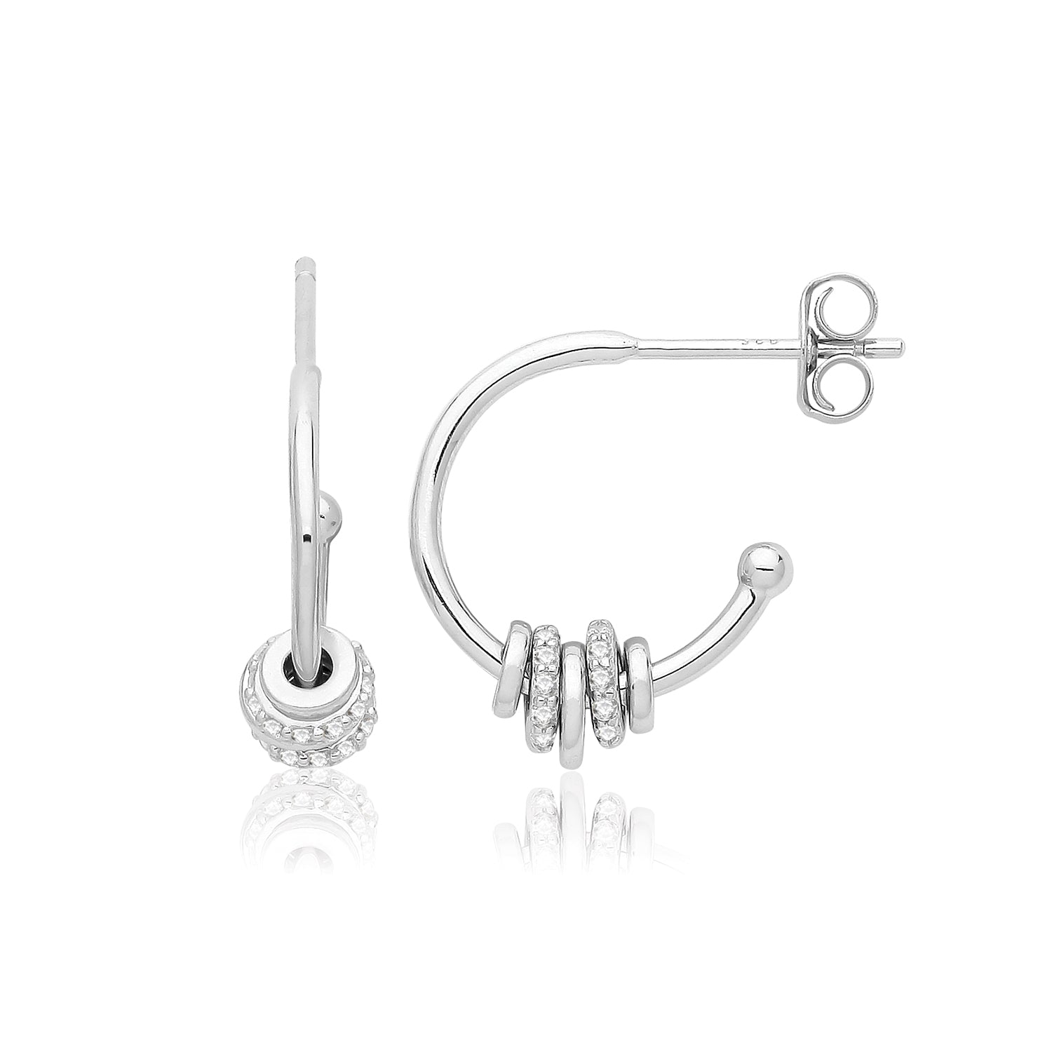 SILVER RHODIUM PLATED HOOP EARRINGS