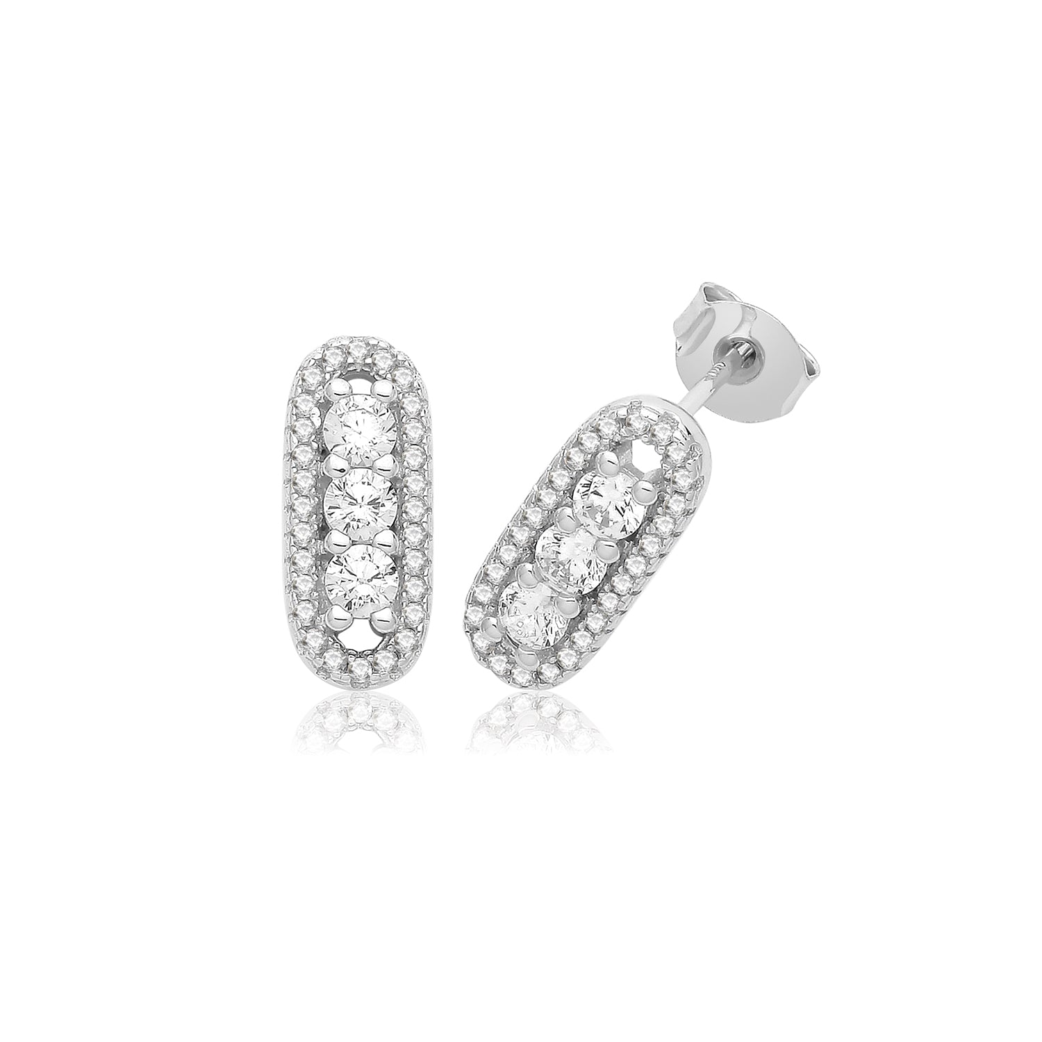 SILVER RHODIUM PLATED CZ STUDS